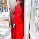 Karlie | Poplin Smock Tier Maxi Dress - Red