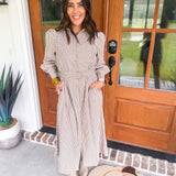 Refined Line Midi Dress - Brown