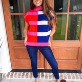 Noelle Sweater- Navy/Pink Stripe