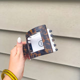 TELETIES Large Flat Square Clip - Tortoise