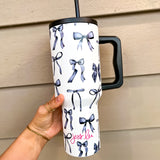 Jess Lea Grey Bow Tumbler (40oz)