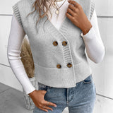 Full Size Button Up V-Neck Sweater Vest
