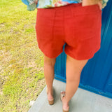 Steph HW Denim Shorts- Rust