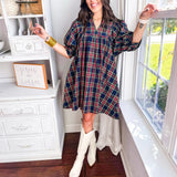 Please Stay Mini Dress- Navy