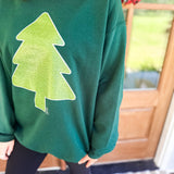 Mint Glitter Tree Sweatshirt - Green - Final Sale