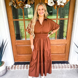 Feeling Fall Midi Dress - Espresso
