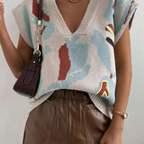 Color Block V-Neck Sweater Vest