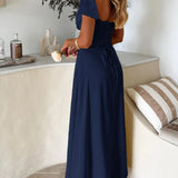 Devine Sweetheart Neck Short Sleeve Maxi Dress