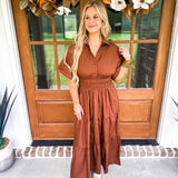 Feeling Fall Midi Dress - Espresso