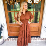 Feeling Fall Midi Dress - Espresso