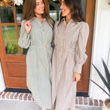 Refined Line Midi Dress - Brown