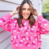 Queen Of Sparkles Neon Pink Candy Corn Sweatshirt - Final Sale