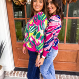 Hallie Bombshell Blooms Sweater- Green