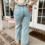 High Waist Wide Leg Straight Leg Denim - Light Denim