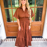 Feeling Fall Midi Dress - Espresso