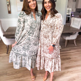Fall Tea Midi Dress - Forest Green
