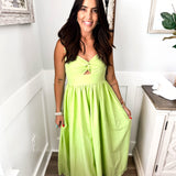 Ready To Take On Anything Midi Dress - Lime