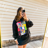 Queen Of Sparkles Black Colorblock Queen Logo Sweatshirt - Final Sale