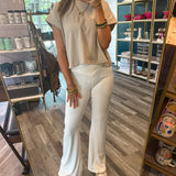 Cross Flare Leggings- Ivory