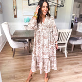 Fall Tea Midi Dress - Brown