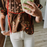 Bloom Into Fall Top - Brown