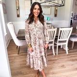 Fall Tea Midi Dress - Brown