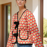Tied Printed Long Sleeve Jacket