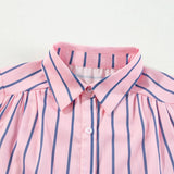 Striped Collared Neck Long Sleeve Mini Shirt Dress