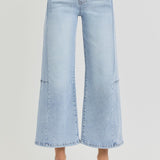 RISEN Full Size High Rise Seamed Detail Wide Leg Crop Jeans