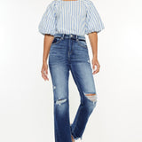 Kancan High Rise Distressed Slim Straight Jeans