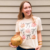 Pink Pumpkins & Bows Tee - Ivory - Final Sale