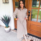 Refined Line Midi Dress - Brown