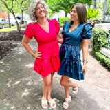 Madrigal Poplin Tiered Mini Dress- Fuschsia