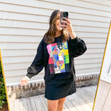 Queen Of Sparkles Black Colorblock Queen Logo Sweatshirt - Final Sale