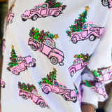 QOS White Trucks With Christmas Trees Sweatshirt *FINAL SALE*
