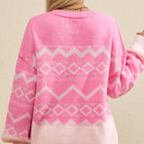 Geometric Drop Shoulder Long Sleeve Sweater