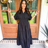 Feeling Fall Midi Dress - Black