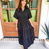 Feeling Fall Midi Dress - Black