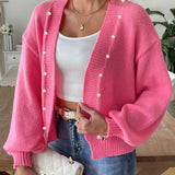 Pearl Open Front Long Sleeve Cardigan