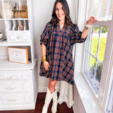 Please Stay Mini Dress- Navy