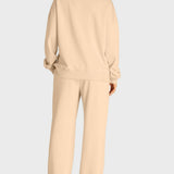 Round Neck Long Sleeve Top and Slit Pants Set