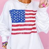 US Flag Round Neck Long Sleeve Sweatshirt