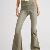 Asymmetric Waist Flare Jeans