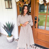 Refined Line Midi Dress - Brown