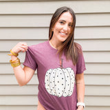Spotted Pumpkin Tee- Heather Maroon