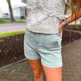Steph HW Denim Shorts- Seafoam
