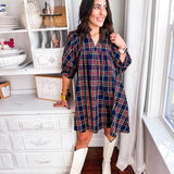 Please Stay Mini Dress- Navy