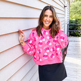 Queen Of Sparkles Neon Pink Candy Corn Sweatshirt - Final Sale