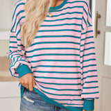Lovelet Striped Contrast Long Sleeve Sweatshirt