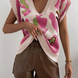 Color Block V-Neck Sweater Vest